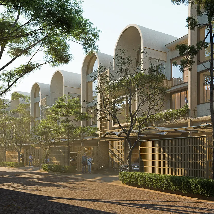Embassy Chapparkallu A tree-lined street of Villa Homes at Embassy Riverine